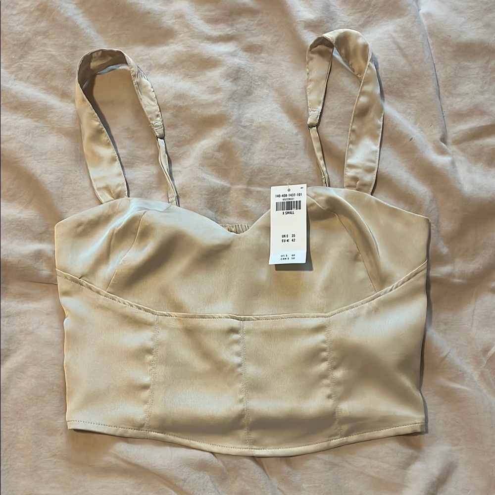 Satin Beige Crop Top